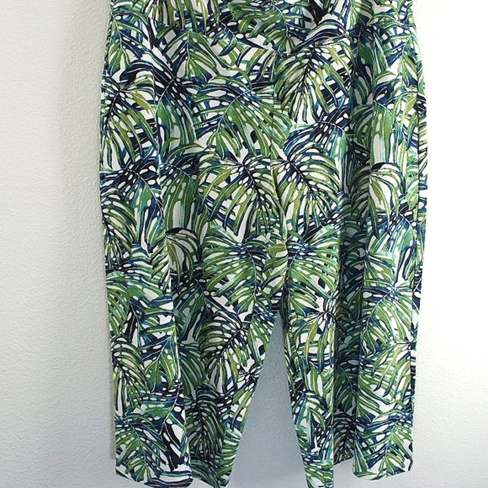 J.Jill palm leaf wearever smooth fit wide leg crop pants size L petite NWTS - Picture 1 of 3